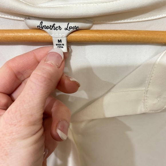 Another Love White Button Down Shirt with Notched Collar and Relaxed Fit - Picture 3 of 3